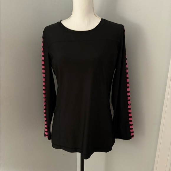 Athletica yogo Black & Hot Pink Long Sleeve Top Size L - Picture 1 of 7